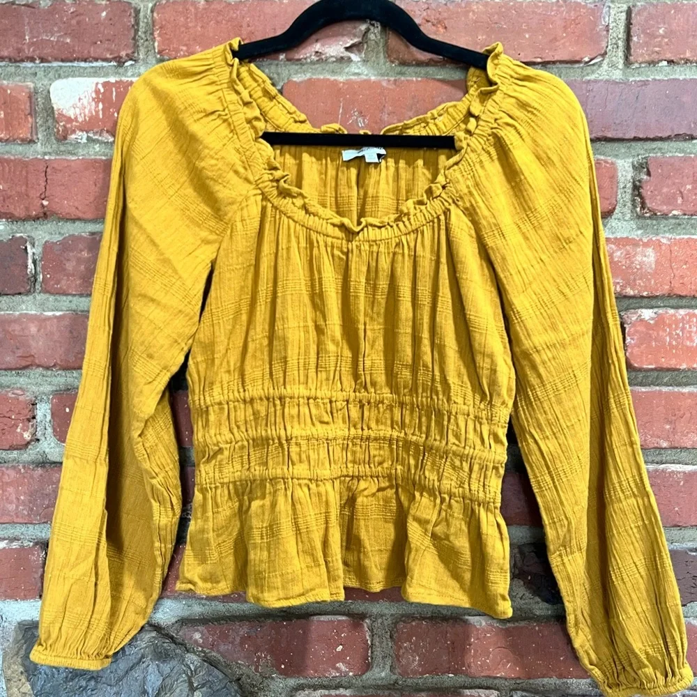 Madewell Sophia Textured Top‎ Antique Yellow Long Sleeve Size XS - Picture 8 of 13